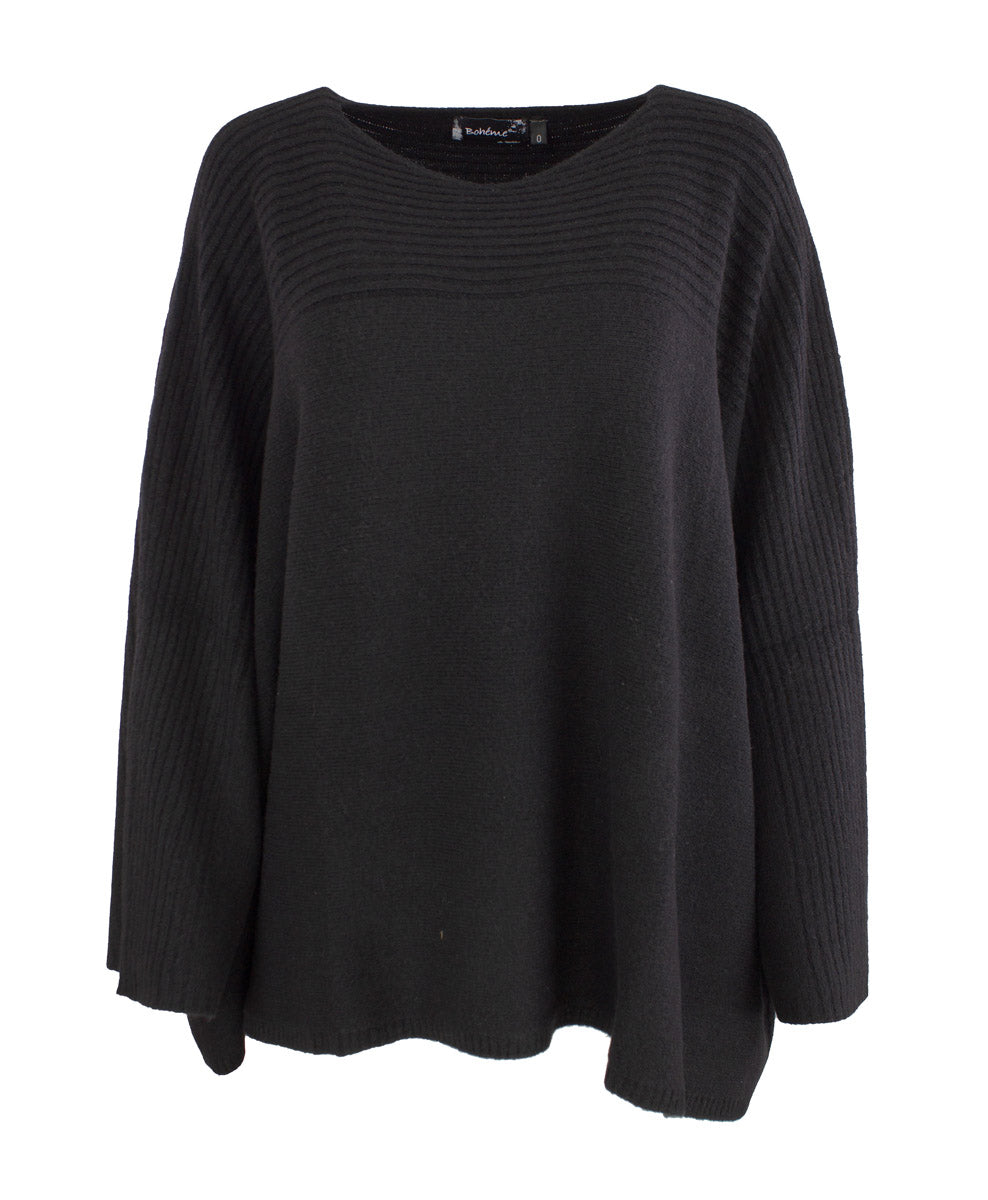 Genser Rund hals Rille Sort