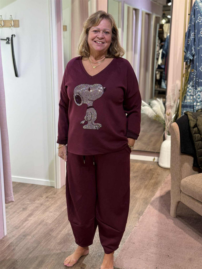 Genser Snoopy Diamond Bordeaux
