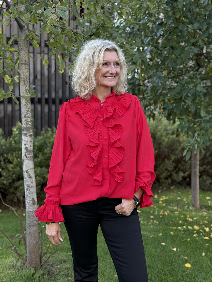 Bluse Plisse Red