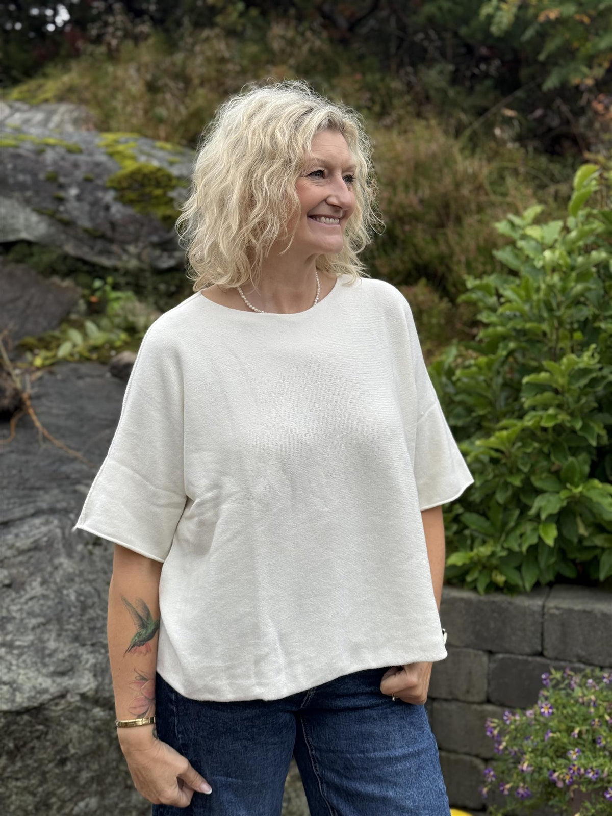 Genser Mona Rund hals Hvit