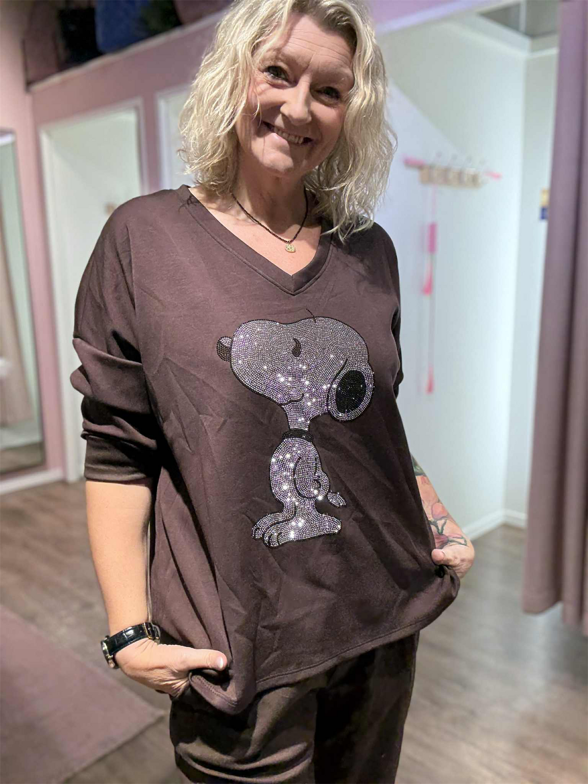 Genser Snoopy Diamond Chocolate