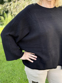 Genser Rund hals Rille Sort