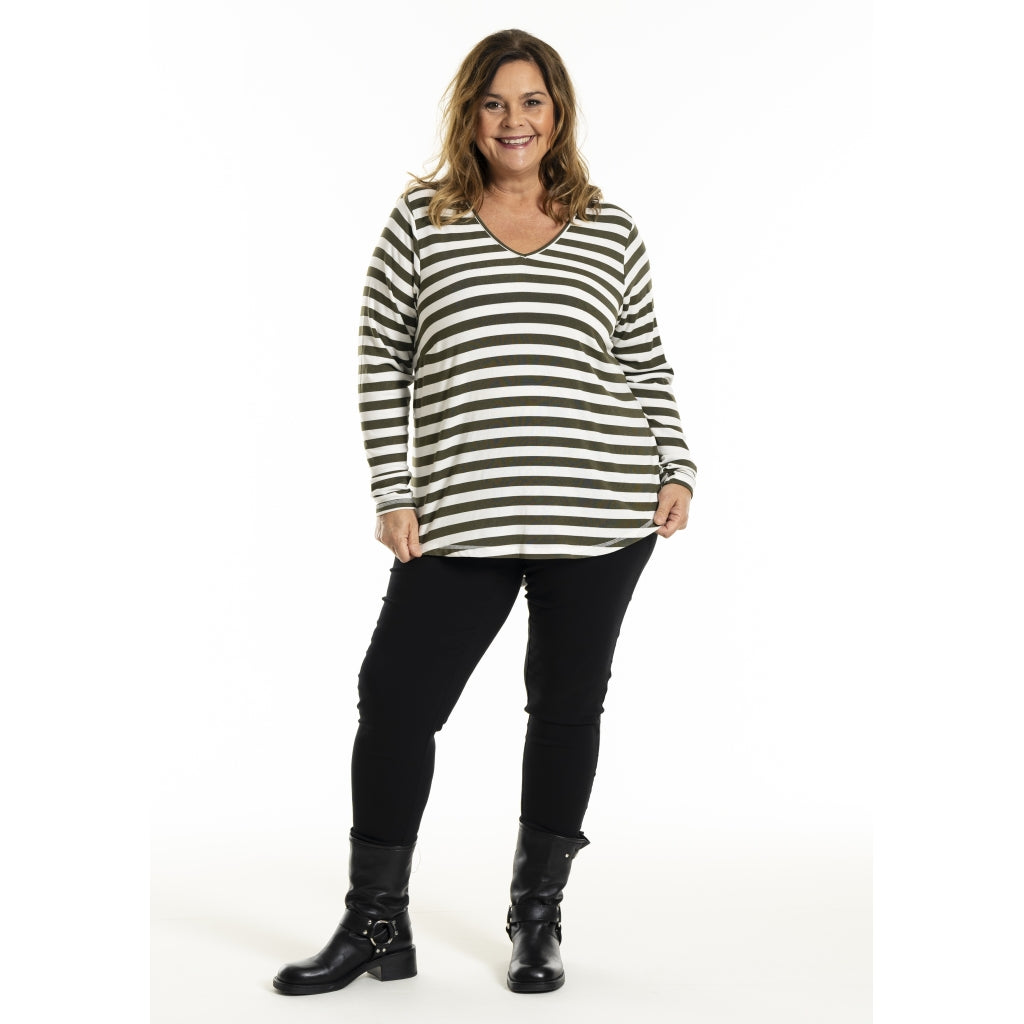 Genser Gitte Olive Stripe