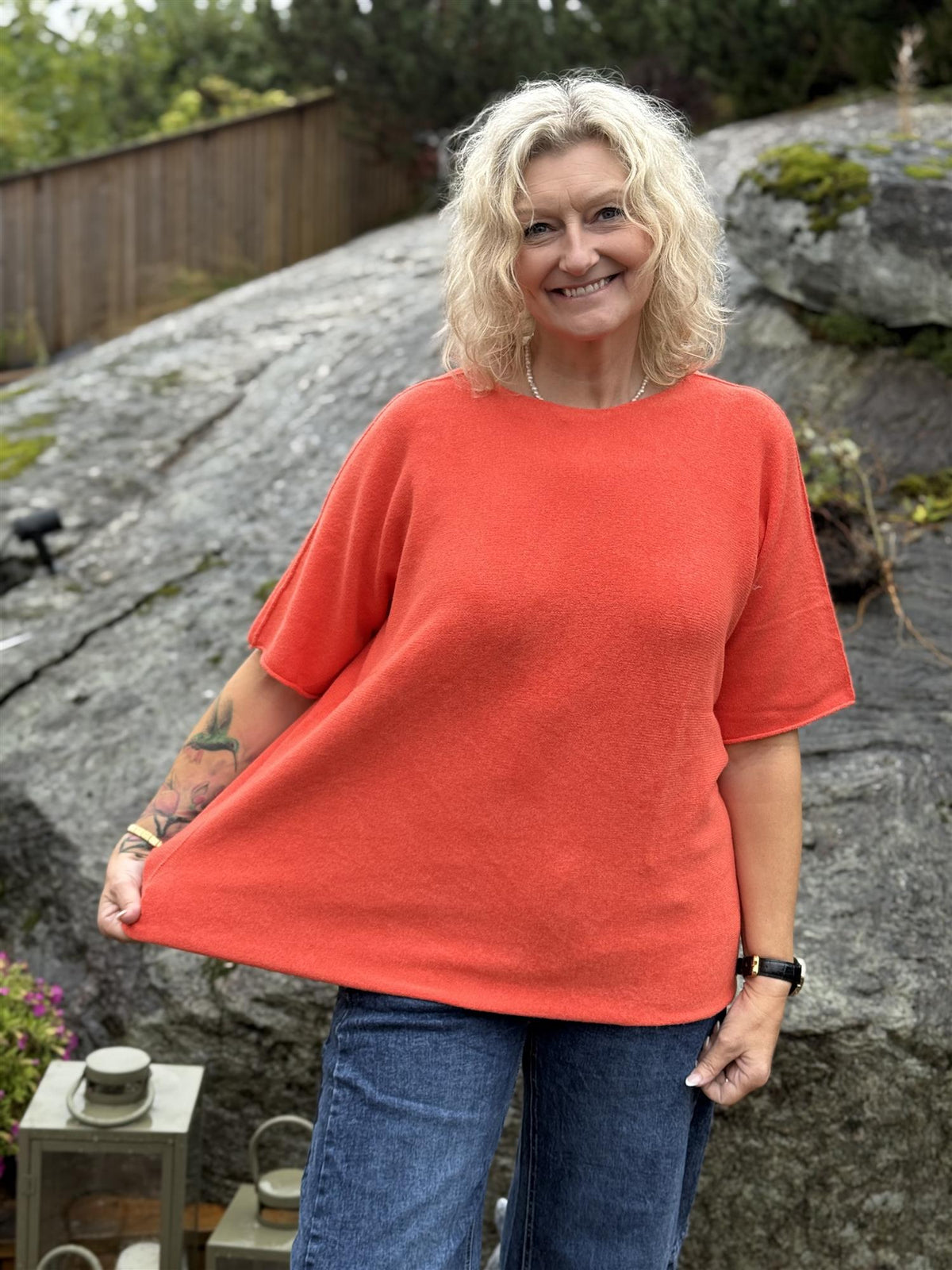 Genser Mona Rund hals Orange