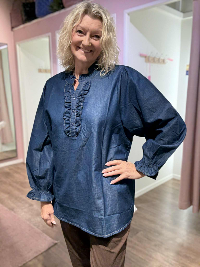 Tilde Denim Frill Blouse
