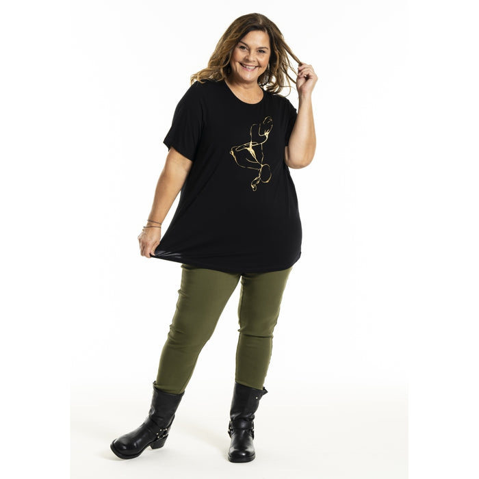 Gitte T-shirt Black w Print