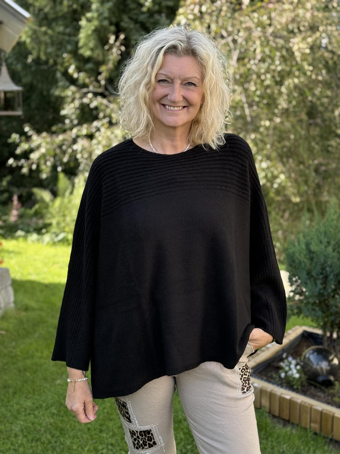 Genser Rund hals Rille Sort