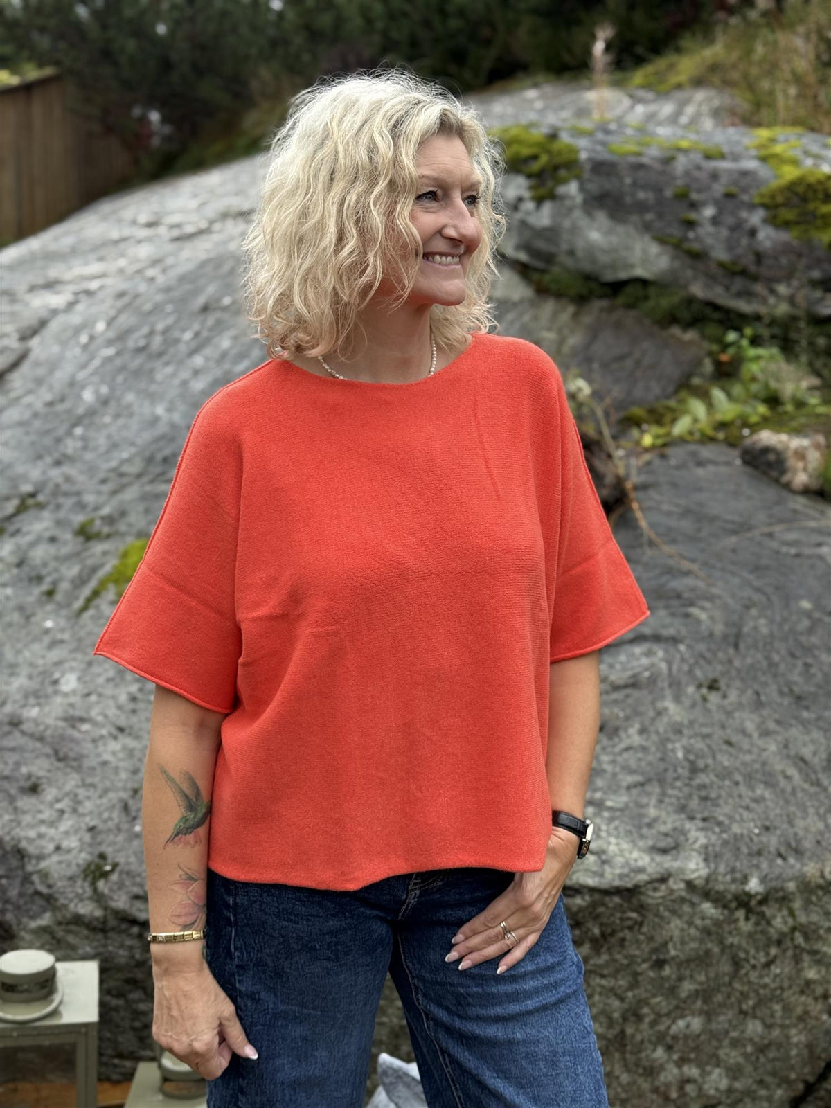 Genser Mona Rund hals Orange