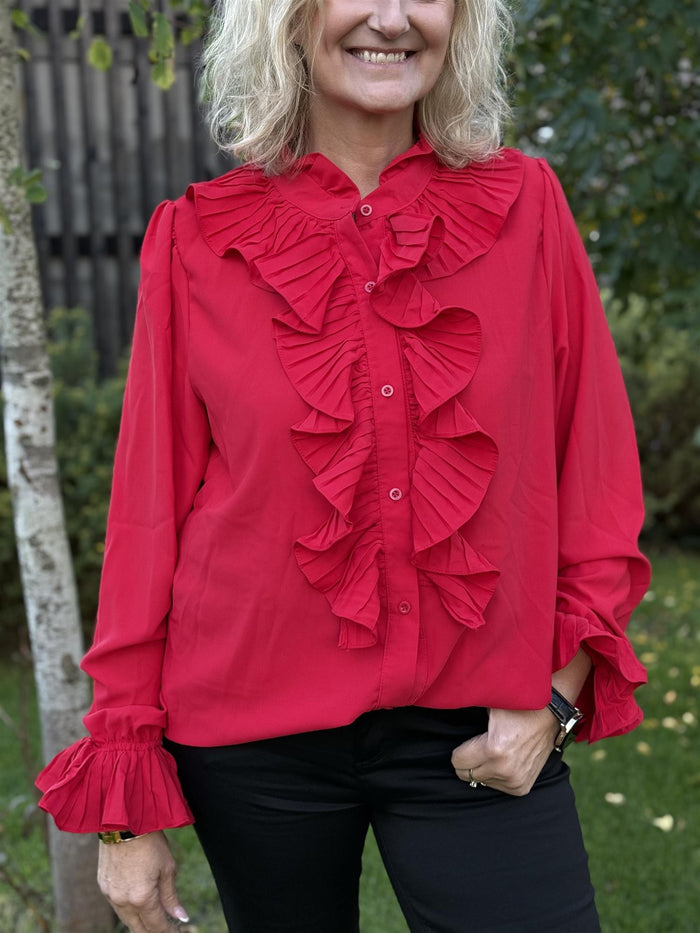 Bluse Plisse Red