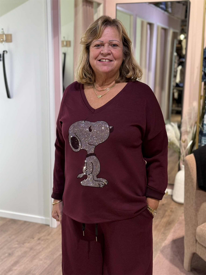 Genser Snoopy Diamond Bordeaux
