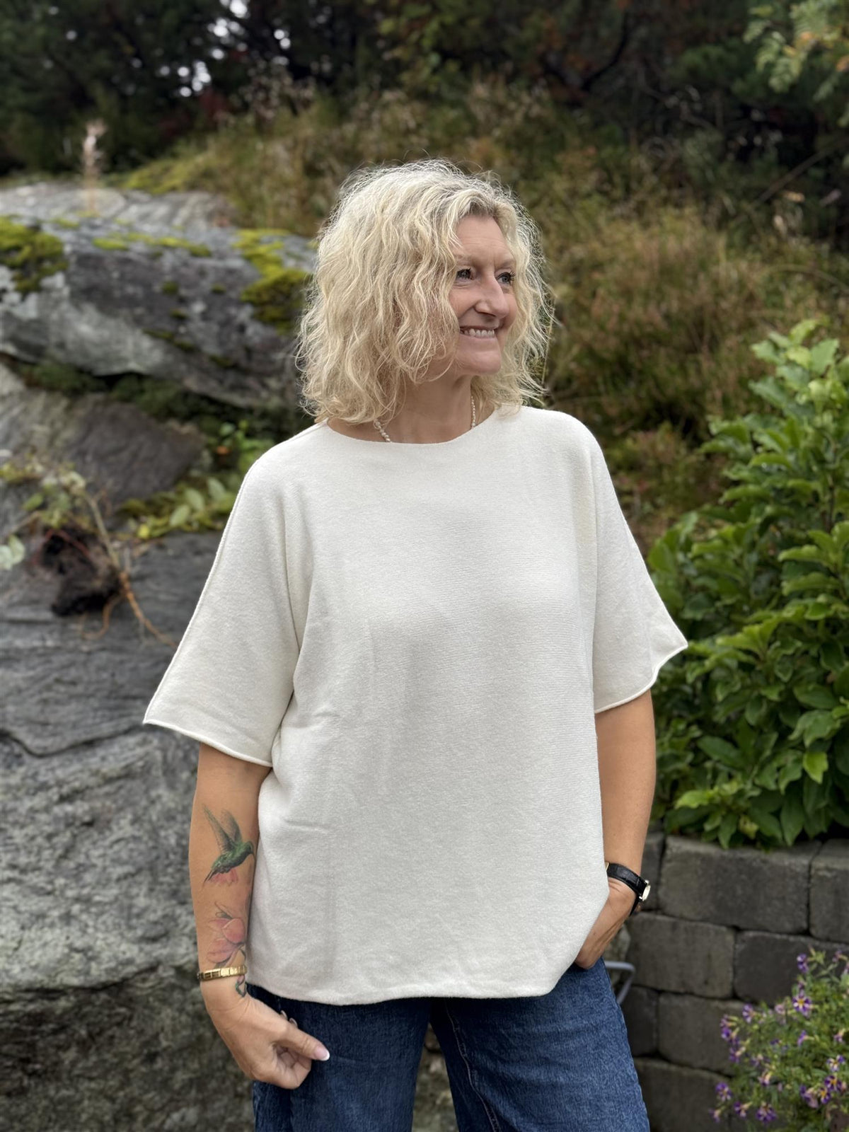 Genser Mona Rund hals Hvit