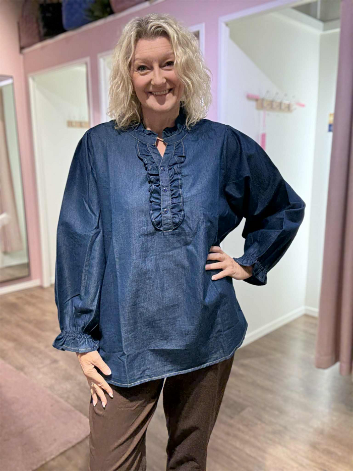 Tilde Denim Frill Blouse