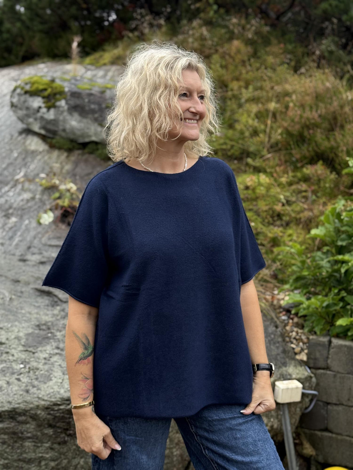 Genser Mona Rund hals Navy