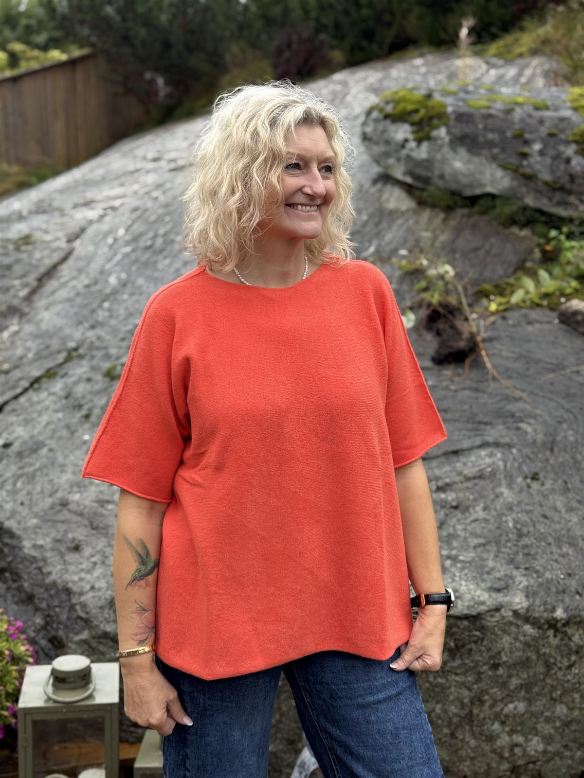 Genser Mona Rund hals Orange