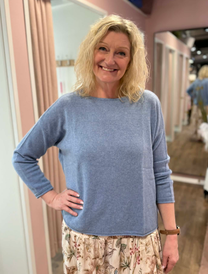 Genser 100% Cashmere, Blue Melange