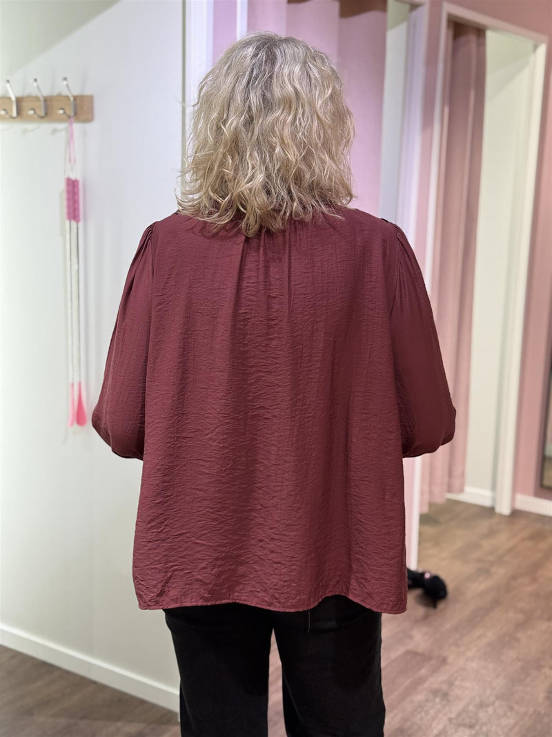 Bluse Volang Knyting Wine