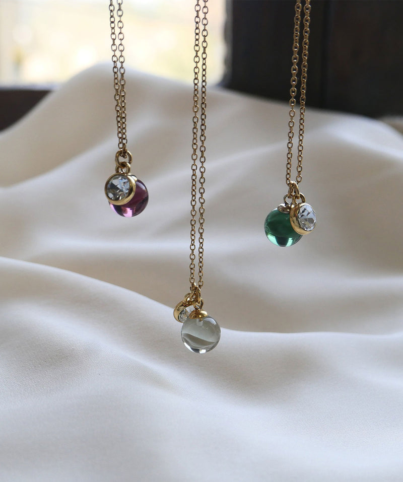 Kort kjede med glasskule, green, G