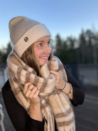 Skjerf Fluffy Check, Beige