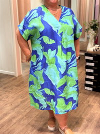 Printed Linen Dress/Curve