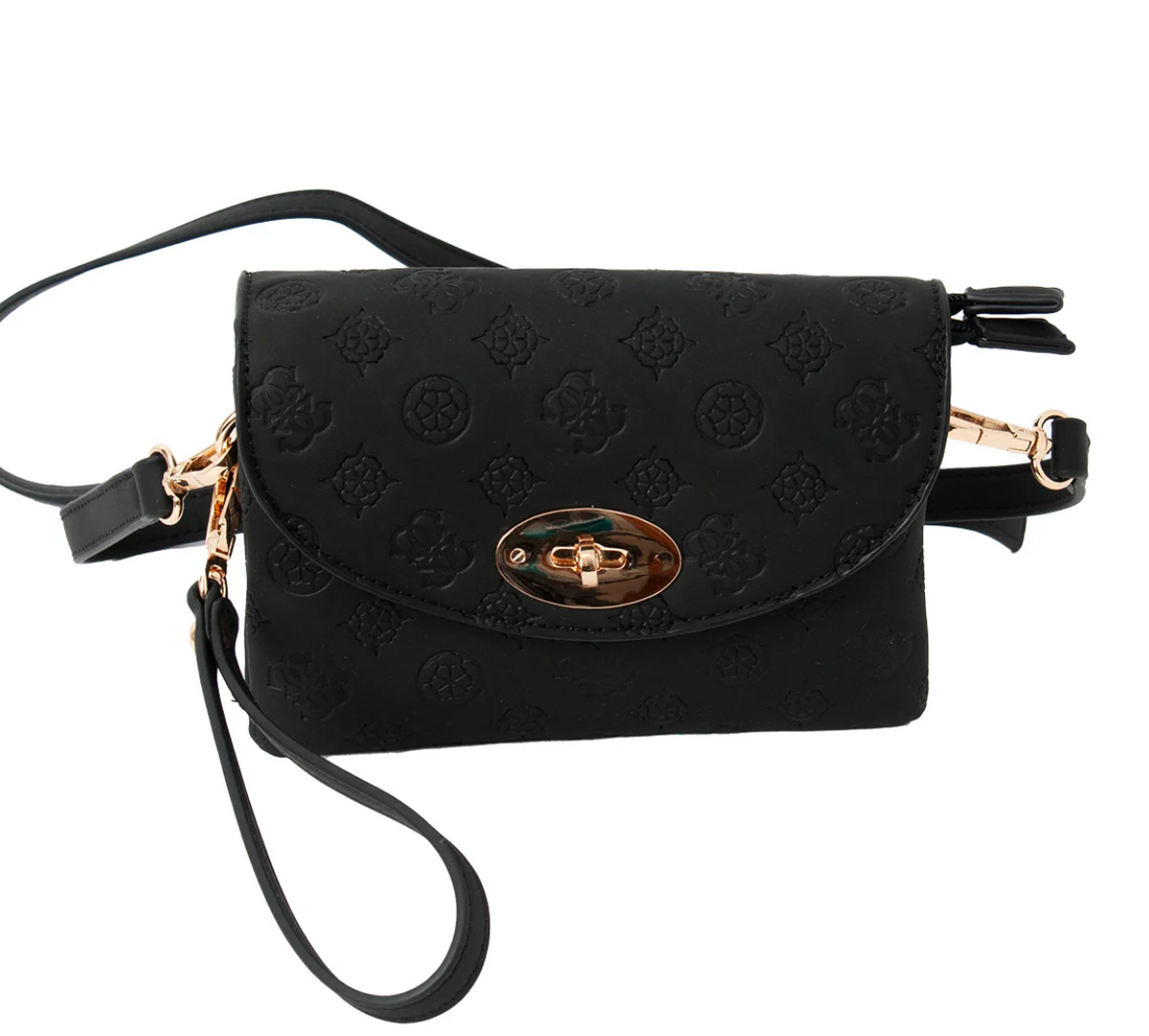 Daniella Clutch m Mønster, Sort