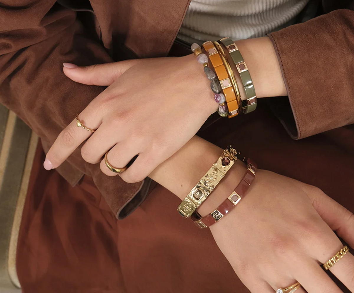Emaljert armbånd - rusty brown