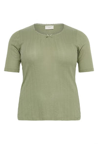 KCvianna Pointelle Tshirt Oil Green