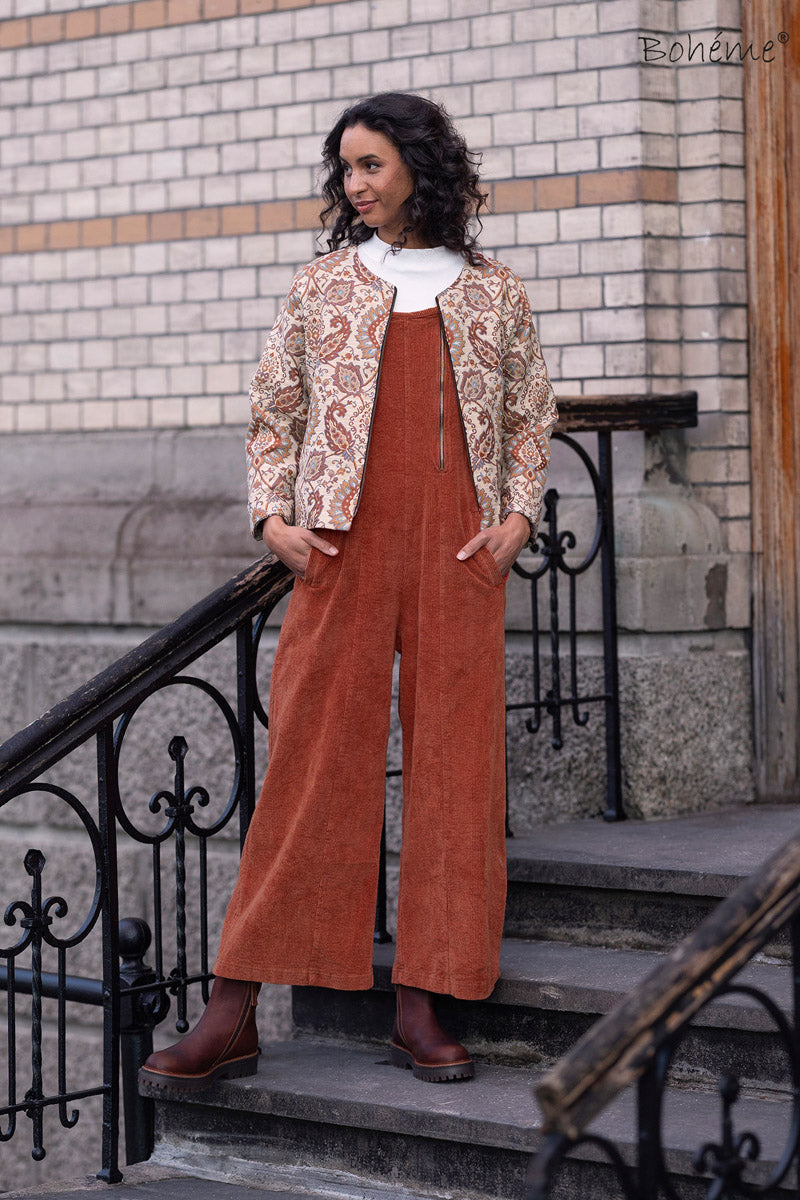 Jakke Kort Jaquard Burnt Orange
