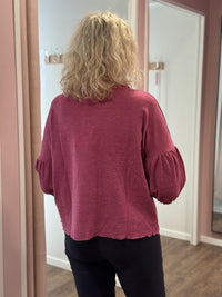 Shirt Wide Ruffle Neck 3/4  Camelia melange