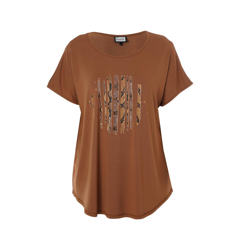 Gitte T-shirt Cognac Print