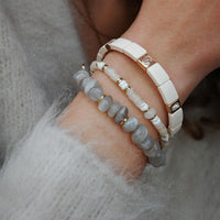 Emaljert armbånd, 20cm, Beige Multi