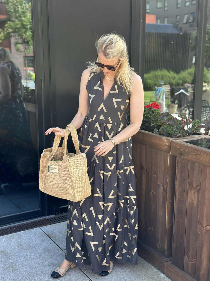 Kjole Celine Charcoal Gold