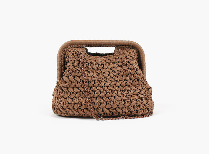 NOHR Emma Clutch i Raffia Brun