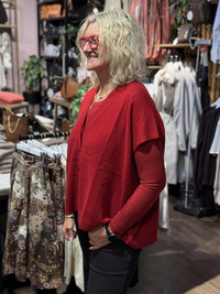MaLucanne Cardigan Red Dahlia