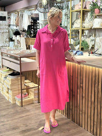 Bibba Lin/Bomull Kjole Polly Cerise