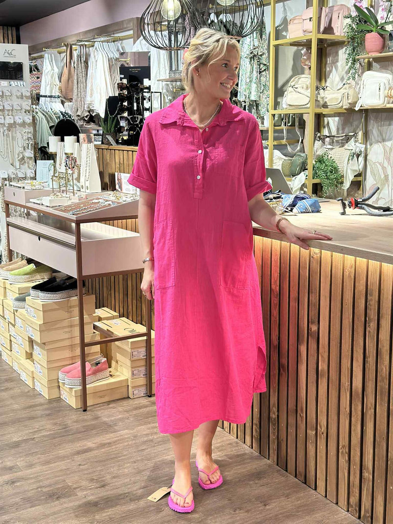 Bibba Lin/Bomull Kjole Polly Cerise