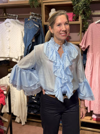 Frill Blouse Soft Blue