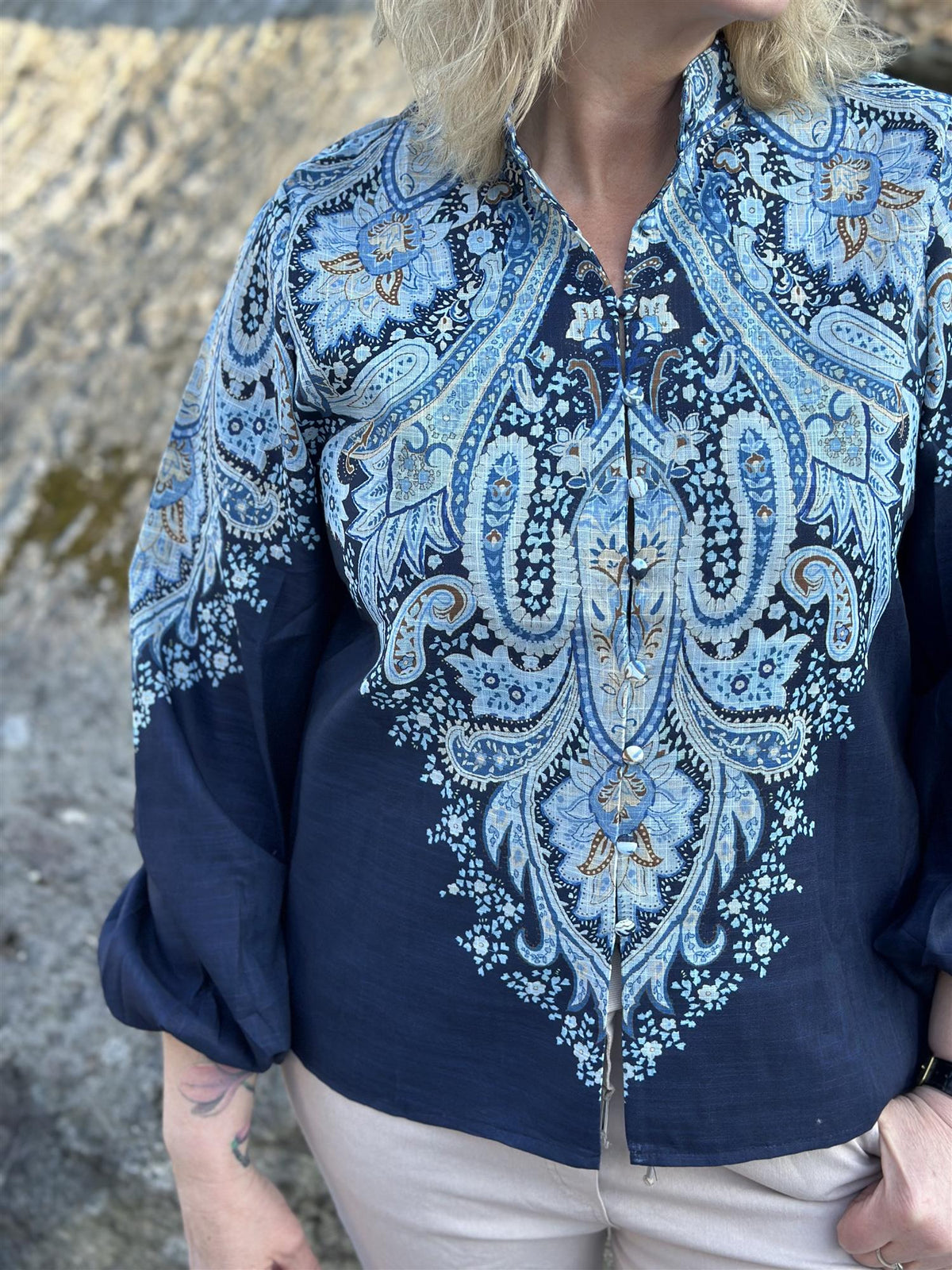 Bluse Paisley Navy