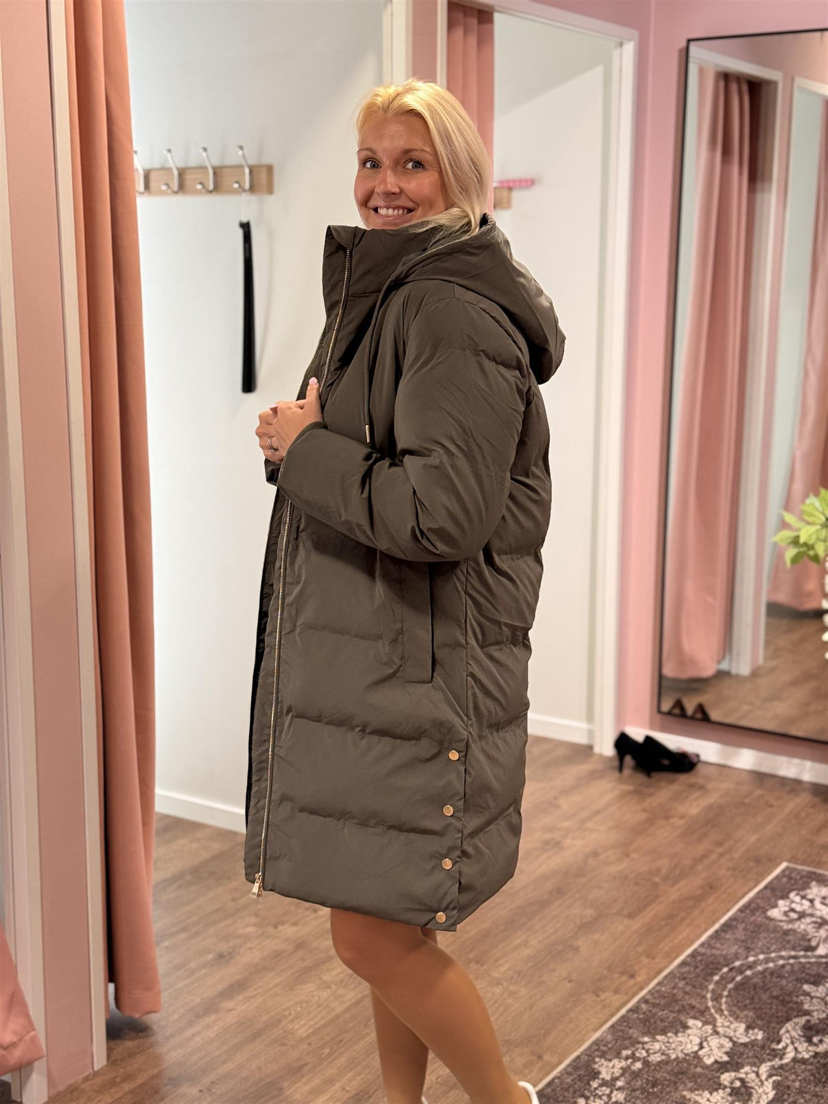 Lang Boblejakke Taupe