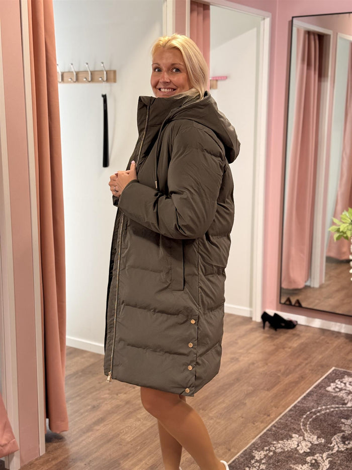 Lang Boblejakke Taupe