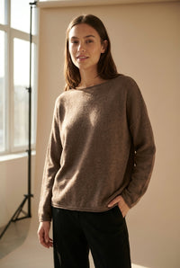 Genser 100% Cashmere, Brown Melange