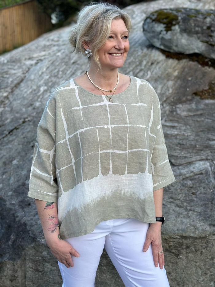 Bluse Sand Print Lin