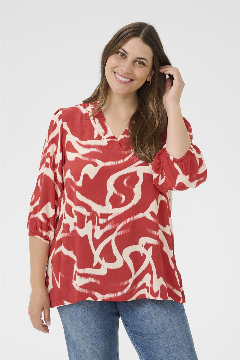 KCmaren Frill Blouse True Red
