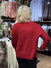 MaLucanne Cardigan Red Dahlia