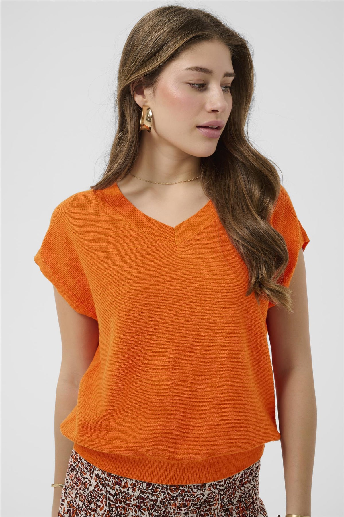 CREvisa Knit Blouse Celosia Orange