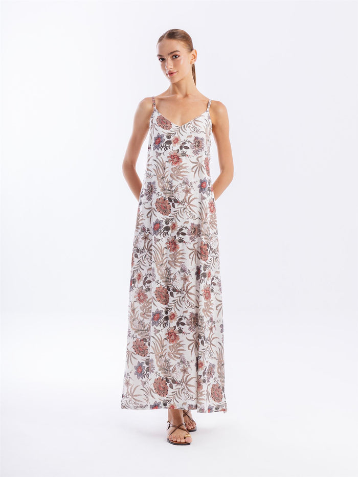 Printed Linen Blend Dress