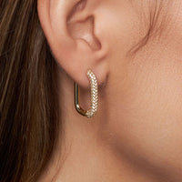 Ovale øreringer, Crystal Gull