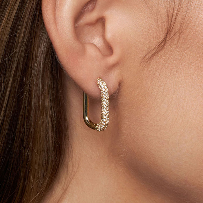 Ovale øreringer, Crystal Gull