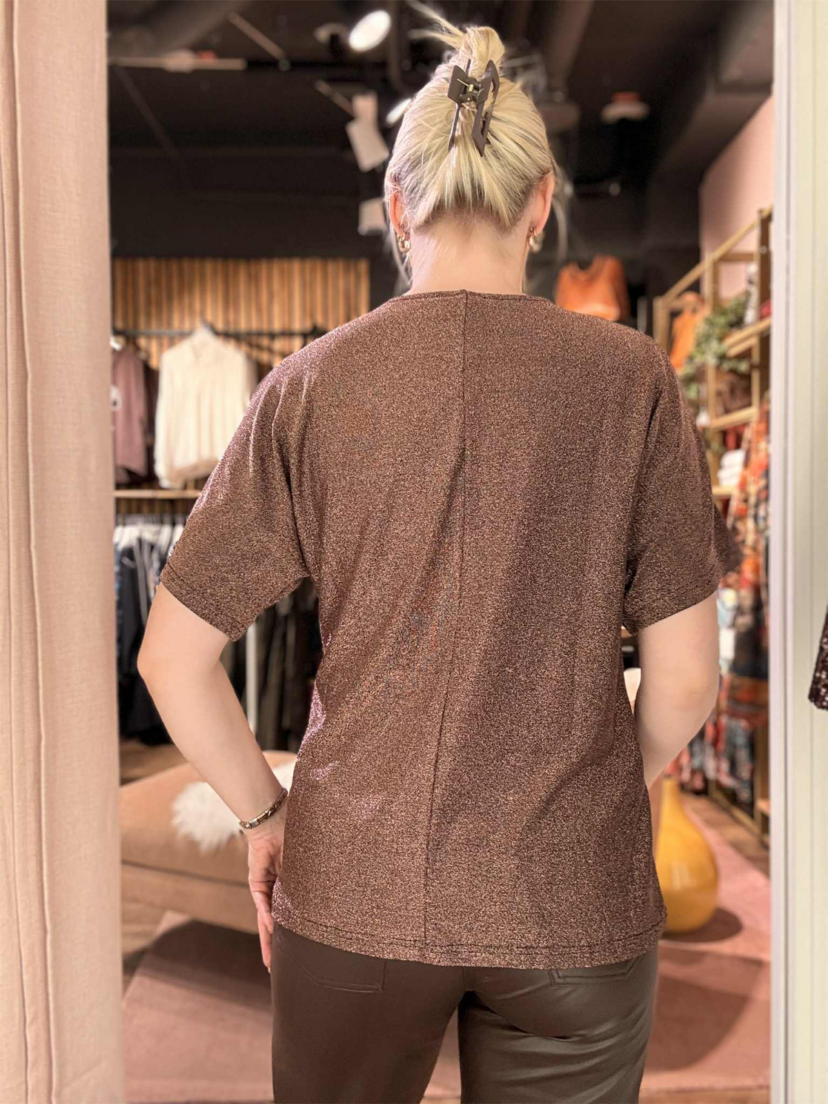 Bluse Glitter Kobber/Brun