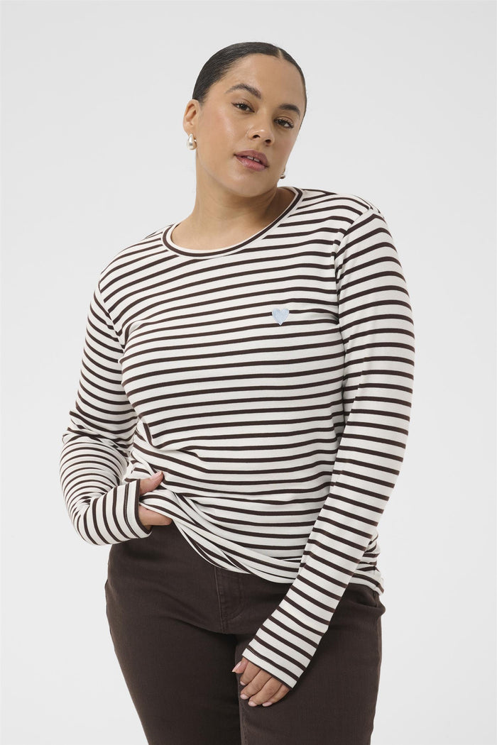 KClia T-Shirt Chalk / Brown - Blue Heart