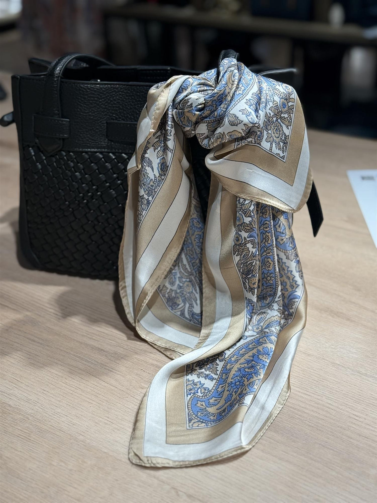 Skjerf Lite Beige/Lys Blå